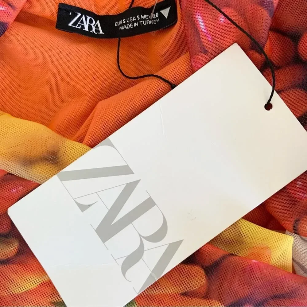 Zara Off Shoulder Dress Chili Pepper Bodycon Dress Small Vacation NWT - Picture 9 of 12